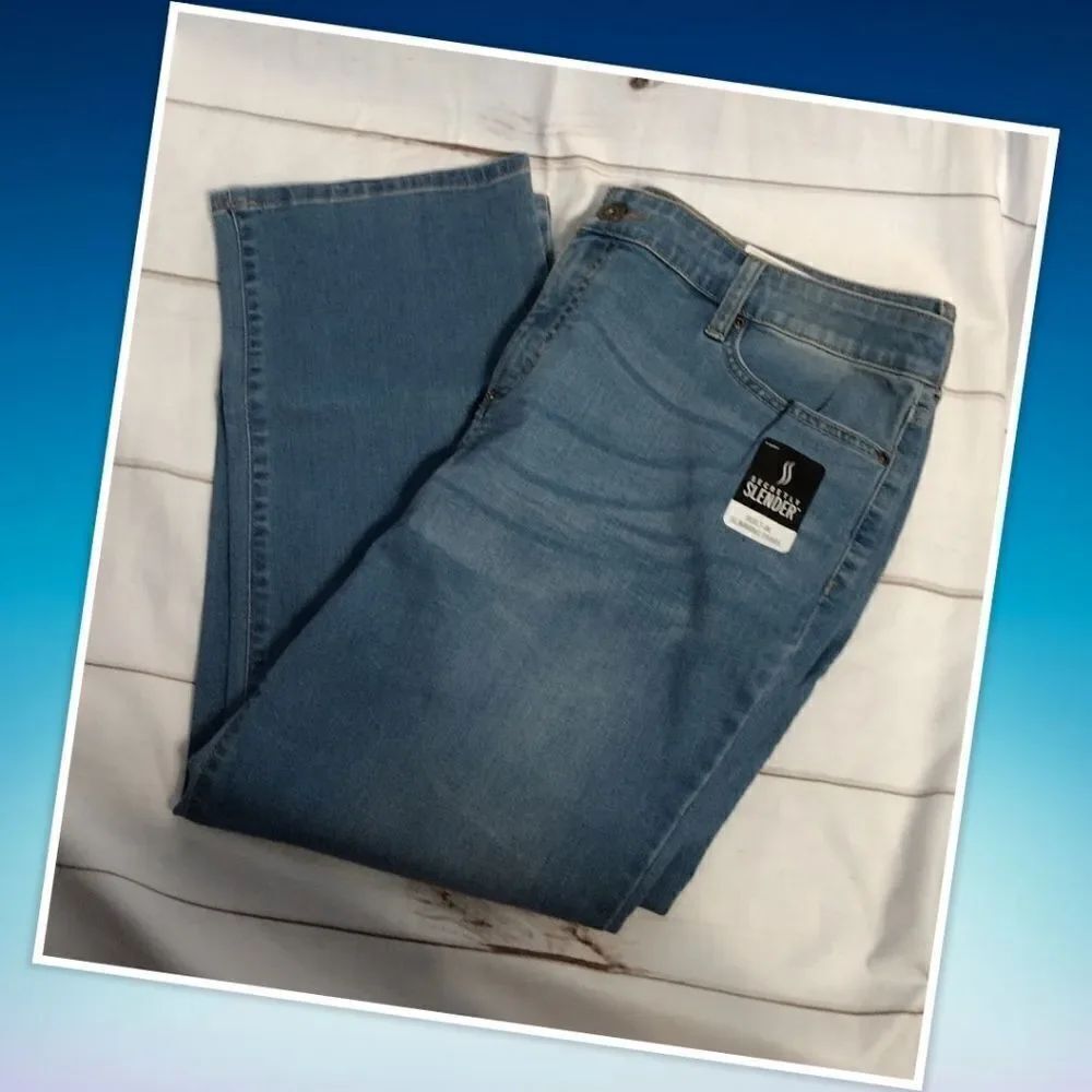 NWT ST JOHN'S BAY EASY FIT THROUGH HIP & THIGH STRAIGHT LEG SZ 18P. STRETCHY FAB